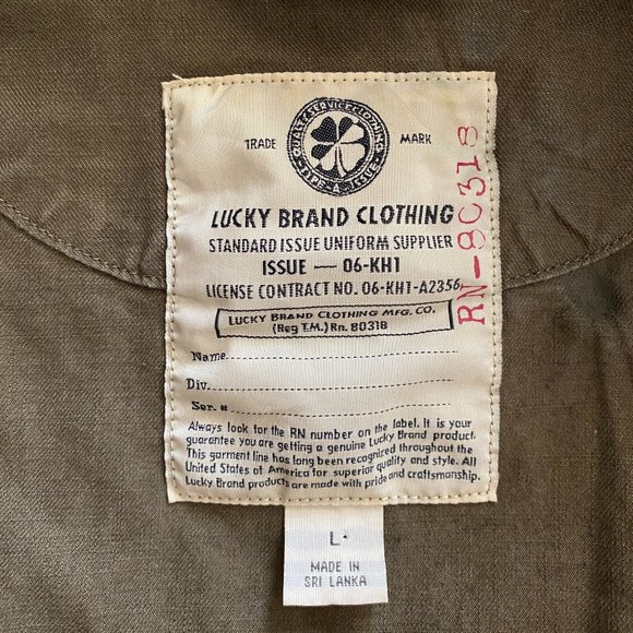 Lucky Brand Zip-up Utility Military Bomber Jacket Two Tone Army Green Sz Large - Picture 6 of 11